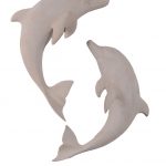 31"H Roman Stone Finish Dolphin Wall Decor Figures - Set of 2
