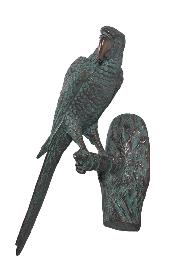  26 inch Verde Bronze Finish Parrot Wall Decor