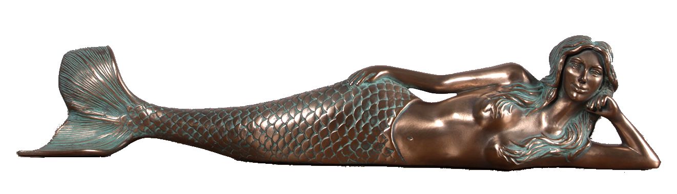 HX414-little-dreamy-bronze-mermaid-sculpture 25" Verde Bronze Little Dreamy Mermaid - Image 1