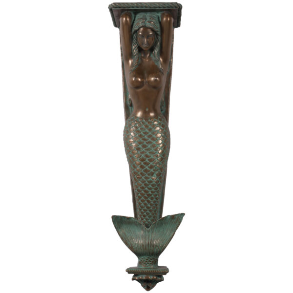 Large Mermaid Pilaster Verde Bronze