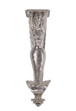 Large Mermaid Pilaster 43"H Silver Leaf Finish