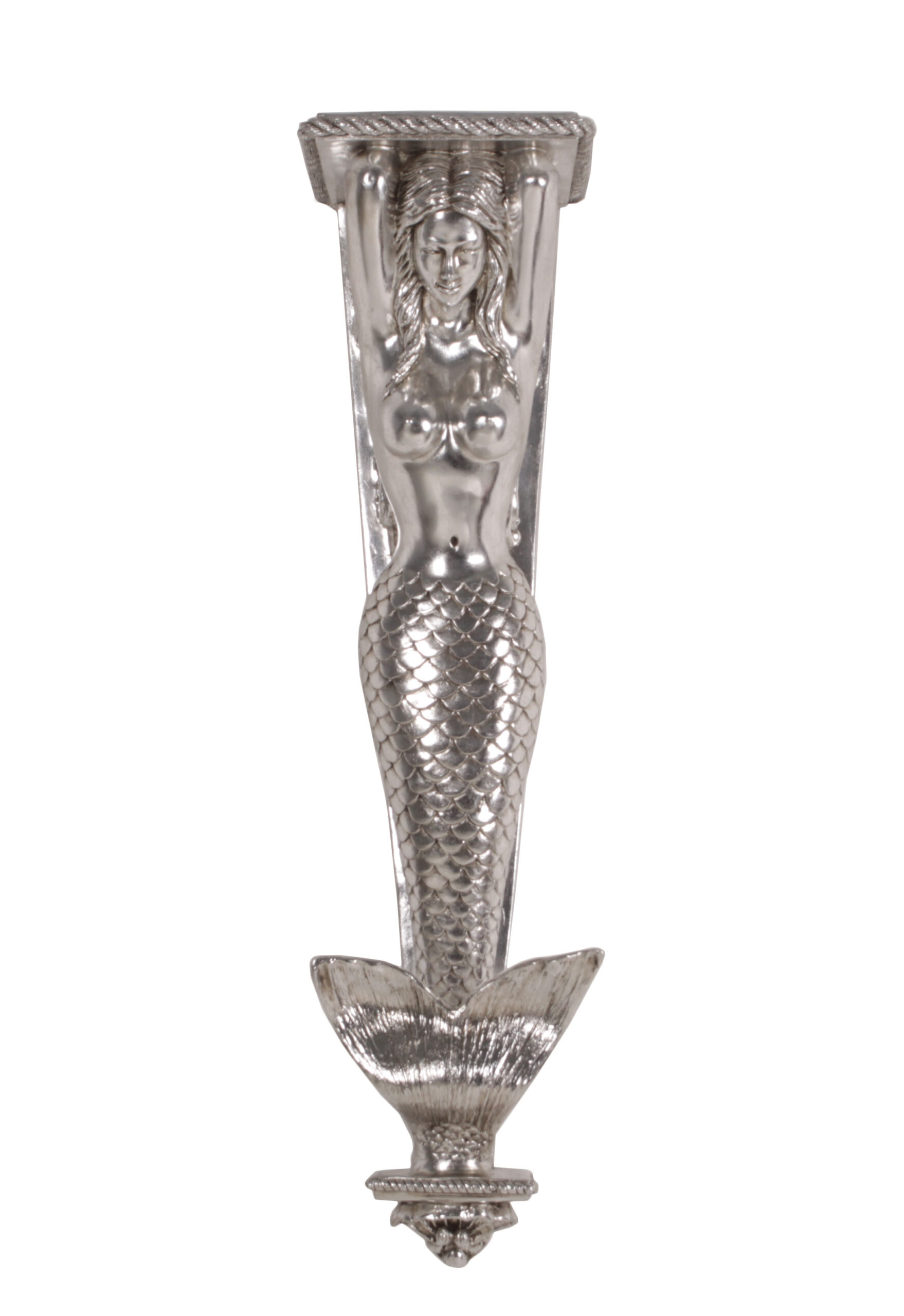 HX433-1 Large Mermaid Pilaster 43"H Silver Leaf Finish - Image 1