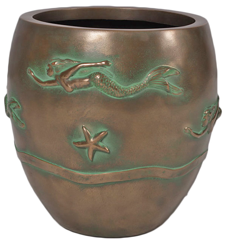 HX456-1 Swimming Mermaid Planter Verde Bronze - Image 1