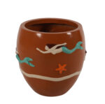 Swimming Mermaid Planter Dimensional Painted Finish