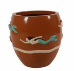 Swimming Mermaid Planter Dimensional Painted Finish - Image 2