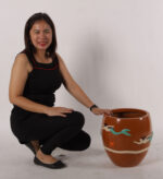 Swimming Mermaid Planter Dimensional Painted Finish - Image 3