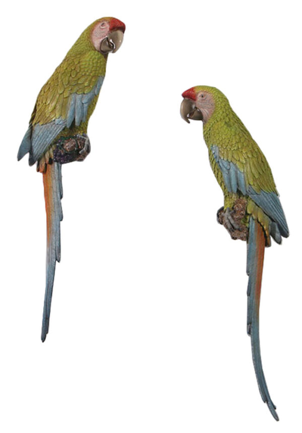 Buffon’s Macaws Set of 2 Wall Sculptures Great Green Military Parrots