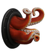 Under The Sea Octopus Finish Wall Sculpture Orange Tentacles Iron Porthole - Image 3