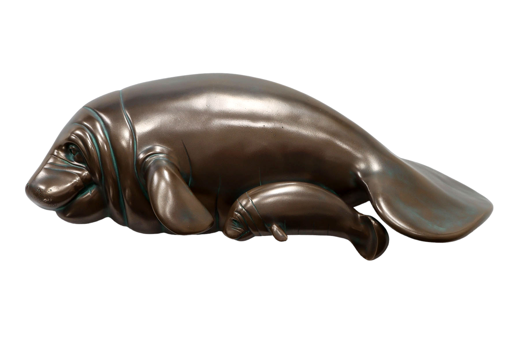 HX536 Manatees Wall Sculpture Home Garden Decor Accent Verde Bronze - Image 1