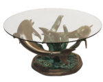 Swimming Dolphins Coffee Table Verde Bronze Finish - Image 4