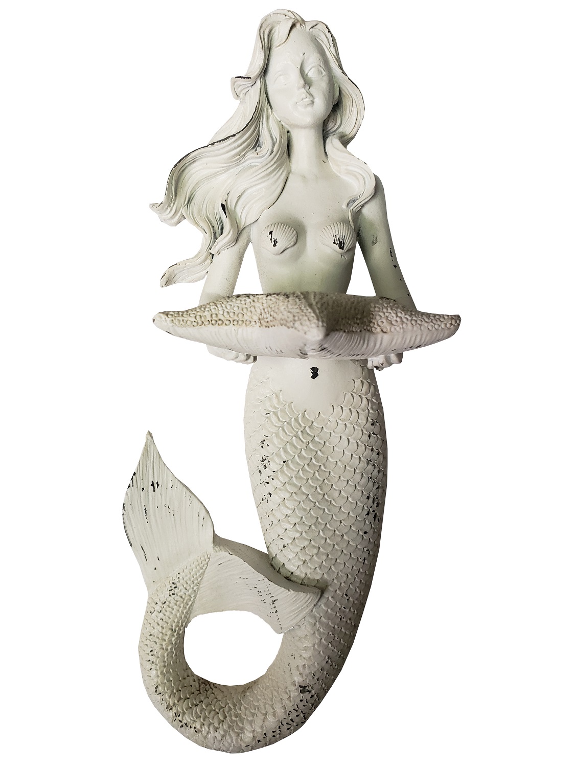 IC052 White Polyresin Mermaid Sconce - Image 1
