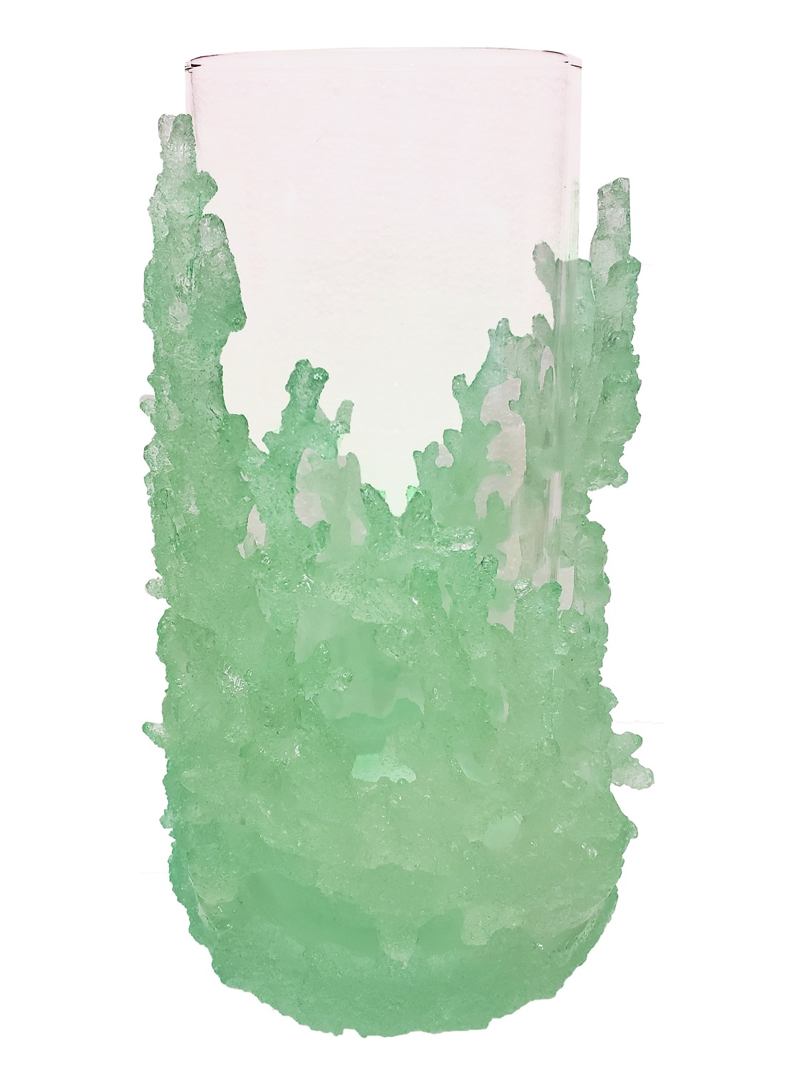 IC056 Clear Blue/Green Coral Hurricane Holder - Image 1