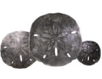 Set of 3 Large ANTIQUE SILVER Urchin Sand Dollar Wall Hanging Sculptures