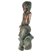 Melody Girl Mermaid Wall Sculpture Young Sea Maiden Art (Verde Bronze) - Image 3