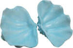Large Resin Clam 2 Piece Blue and Green Wash Finish 13”W