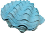 Large Resin Clam 2 Piece Blue and Green Wash Finish 13”W - Image 2