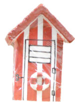Wood Beach Hut Small White and Red 2.25”h - Image 2