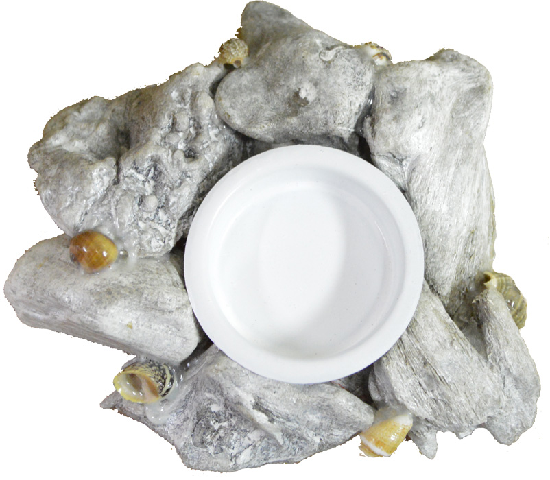 IH043-beach-rocks-and-sea-shells-tea-light-candle-holder Drift Wood and Sea Shells Tea Light Candle Holder 1.25”h - Image 1
