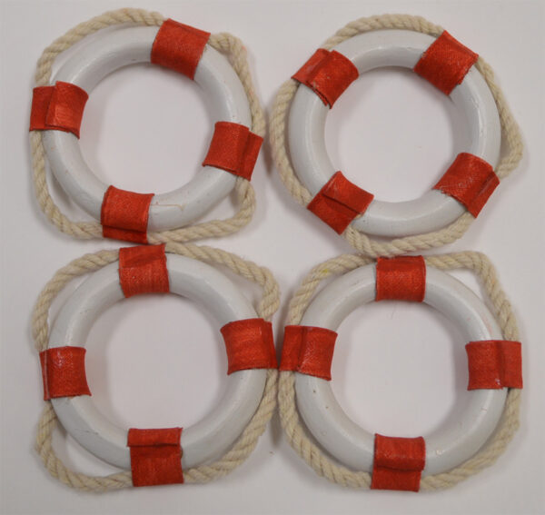 2.5"D Red and White Life Ring Napkin Rings