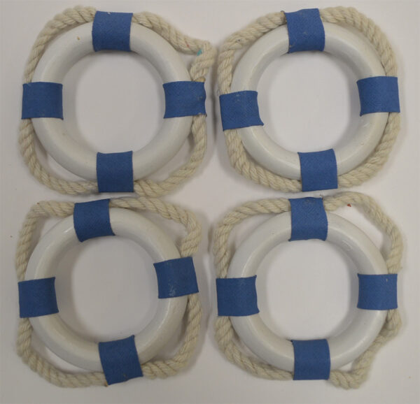 2.5"D Blue and White Life Ring Napkin Rings Set of 4