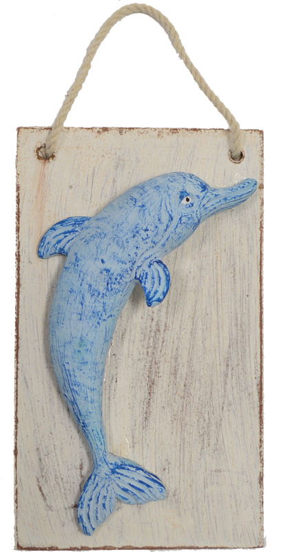 IH049-dolphin-plaster-wall-plaque Dolphin Plaster 6”H Wall Plaque