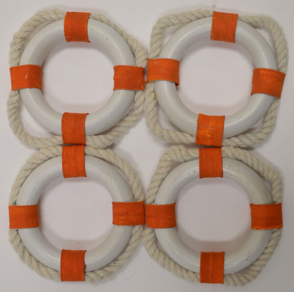 2.5"Dia Orange and White Life Ring Napkin Rings