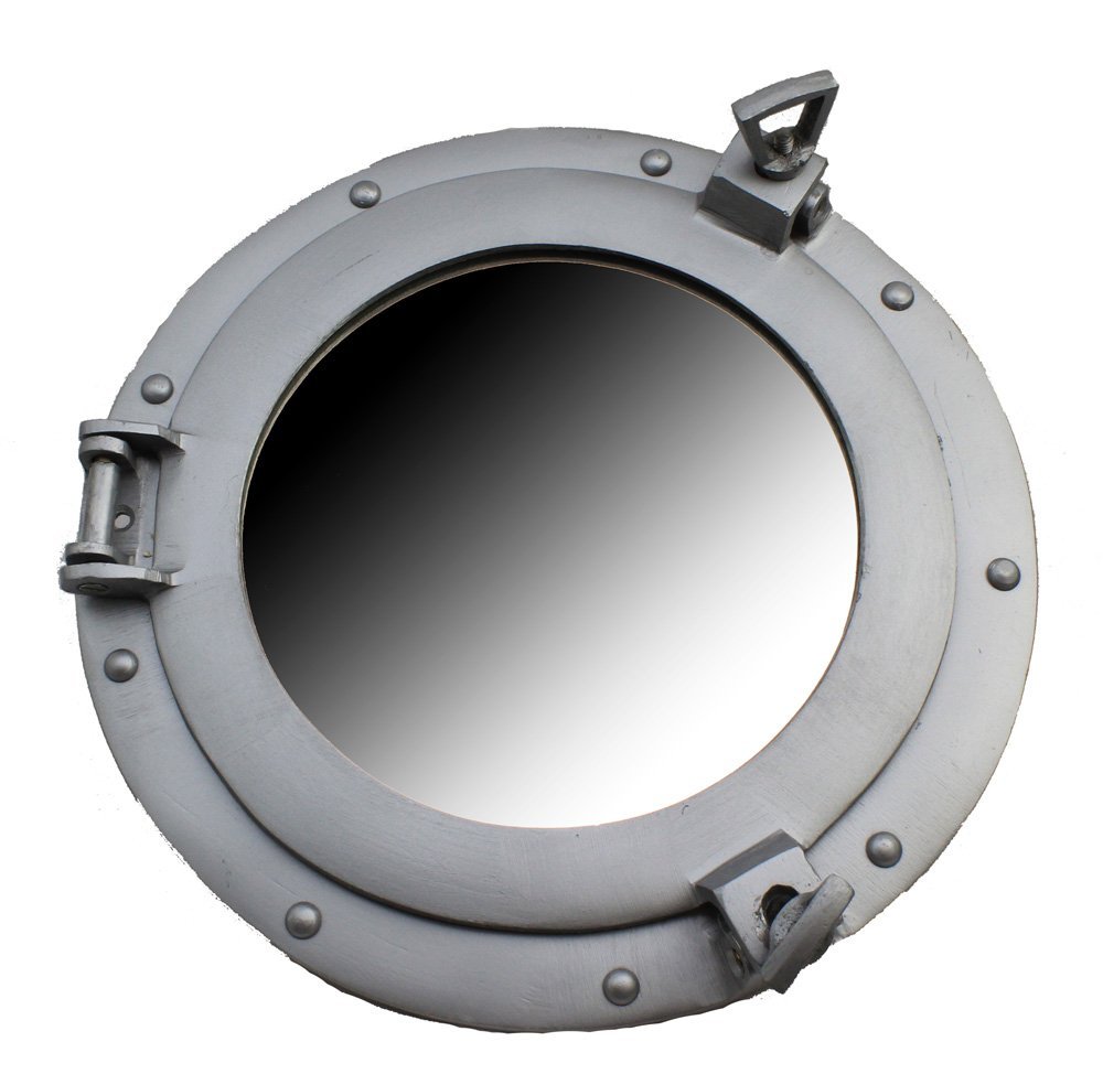 IO013-AL4870-PORTHOLE-MIRROR-12-ALUMINUM-FINISH 12” Aluminum Porthole Mirror