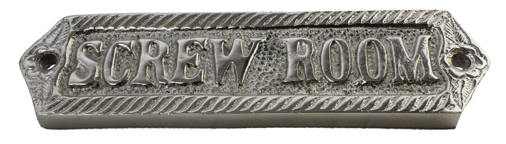 IO059-screw-room-wall-plaque-chrome-finish 5.75" Screw Room Chrome Finish Wall Plaque - Image 1