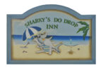 24"L Sharky's Do Drop Inn Hanging Wooden Sign