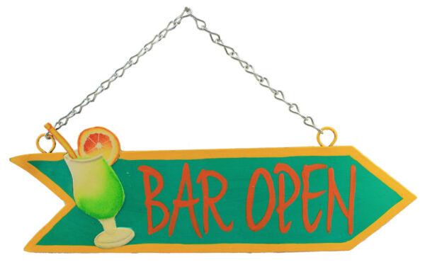 18” Arrow Sign “Bar Open” Metal Wall Art