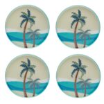Palm Tree Breeze Metal Coasters, Set of 4