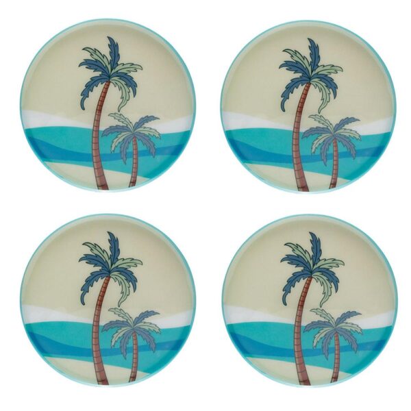 Palm Tree Breeze Metal Coasters, Set of 4
