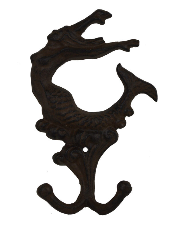 7.5"H Cast Iron Mermaid Hook Wall Decor