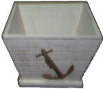 Wood Vase Planter with Anchor 7.5”H