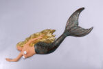 Swimming Wall Mermaid 67.25" Golden Blonde Finish Large Sculpture w/ Shell Bra - Image 6