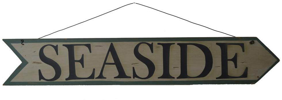 OW022 33.25"L Aged Wooden Seaside Beach Arrow Wall Decor - Image 1