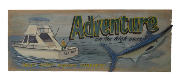 28"L Wooden Adventure on the High Seas Fishing Wall Mount Sign