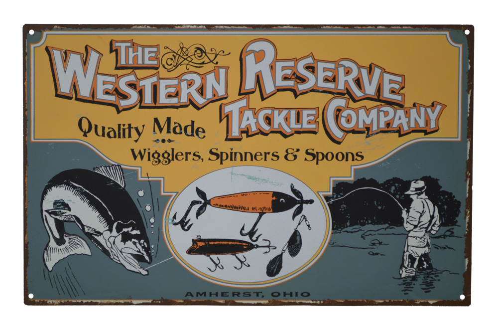 OW067-the-western-reserve-tackle-company-fishing-tin-sign The Western Reserve Tackle Company Fishing Advertising Tin Sign Wall Decor - Image 1