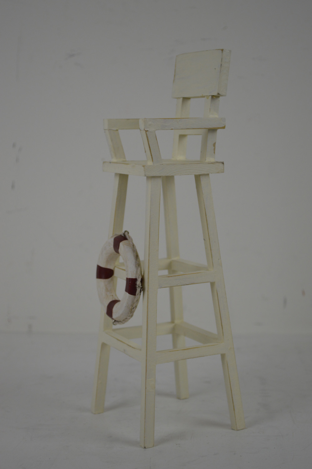 OW148-white-lifeguard-chair-figurine 12"h Wooden White Lifeguard Chair Figurine