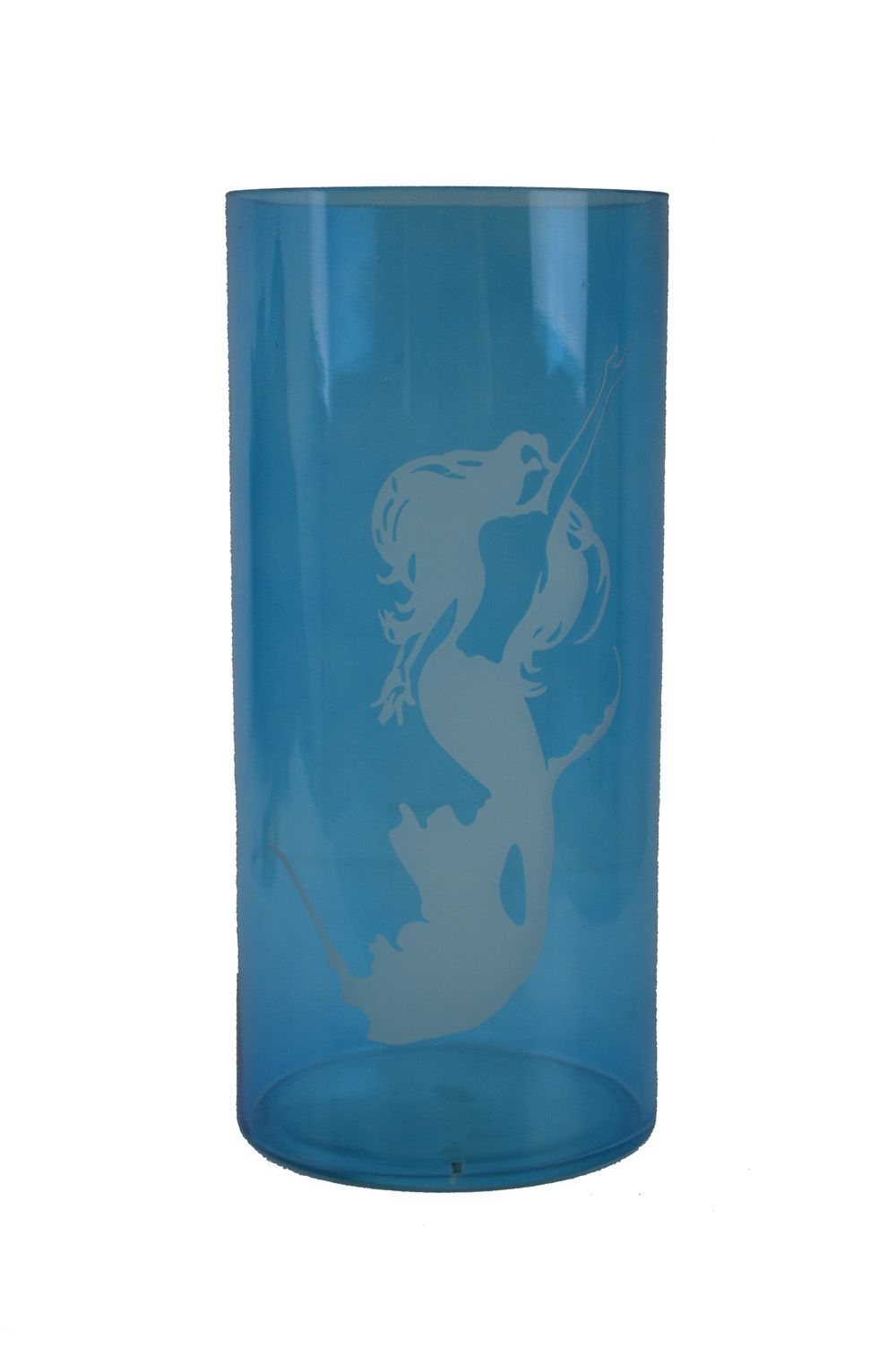 OW175-mermaid-translucent-blue-candle-vase 9.5"h Translucent Blue Mermaid Glass Candle Vase