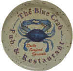 OW217-food-safe-blue-crab-pub-and-restaurant-tin-tray The Blue Crab Pub & Restaurant Food Safe Tin Tray 12”Dia - Image 1