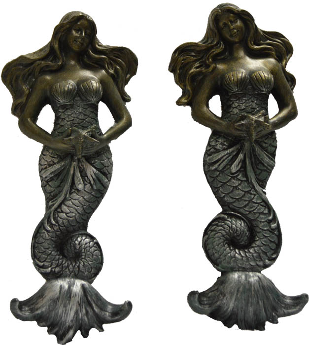 OW219-set-of-2-resin-mermaid-plaques Set of 2 Mermaid Plaques Resin 9.75”H