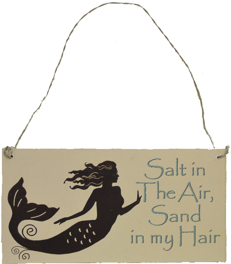 OW229-mermaid-thoughts-wooden-sign-salt-in-the-air-sand-in-my-hair Mermaid Thoughts Wooden Sign - Salt in The Air, Sand in my Hair 7”L
