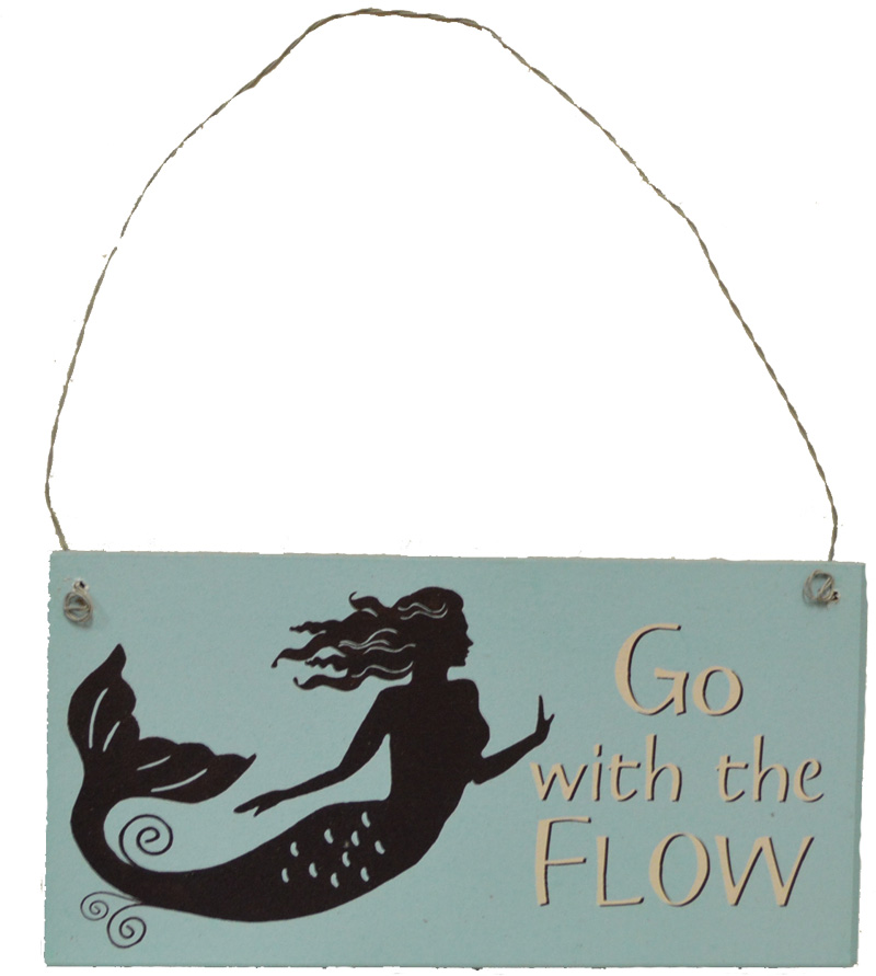 OW237-mermaid-thoughts-wooden-sign-go-with-the-flow Mermaid Thoughts Wooden Sign - Go with the Flow 7”L