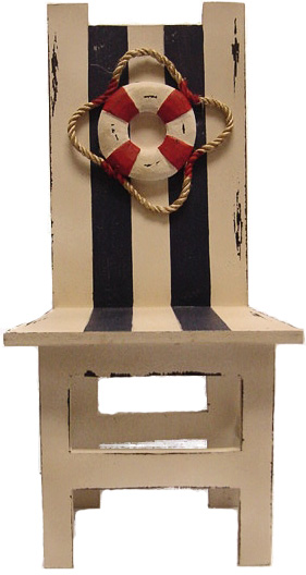 RC013-wood-highback-chair-with-lifering-decor 20"H Wooden Blue & White Life Guard Chair Figurine - Image 1