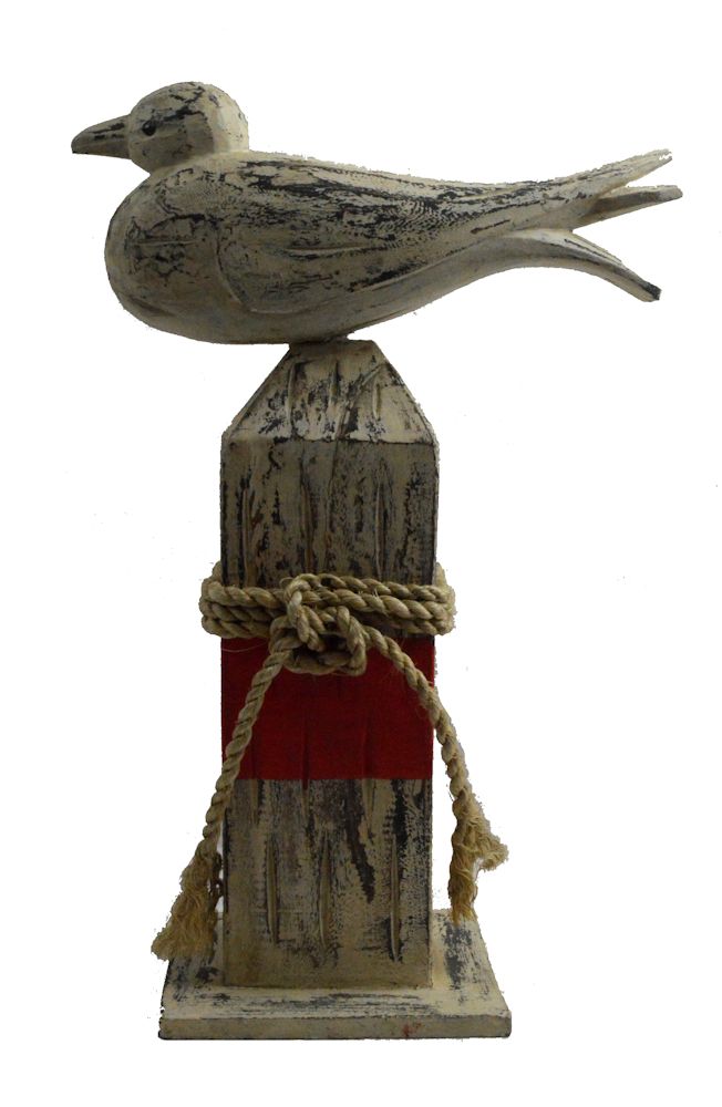 RC050-wood-shorebird-square-pier-post-decor 16.25” Wood Shorebird on Square Pier Post Figure