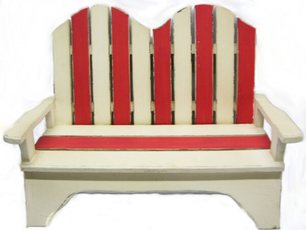 16.75"L Wooden Red & White Beach Bench Chair Figure Decor