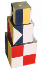 Set of 3 Distressed 7"w, 9"w, and 12"w Wood Square Nautical Flag Planters - Image 4