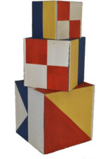 Set of 3 Distressed 7"w, 9"w, and 12"w Wood Square Nautical Flag Planters - Image 3