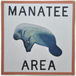 17.5"L Tin Square Manatee Area Hanging Wall Sign